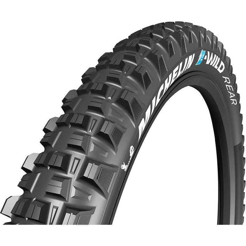 Michelin, E-Wild Rear, Tire, 27.5”x2.60, Folding, Tubeless Ready, E-GUM-X, GravityShield, 3x60TPI, Black