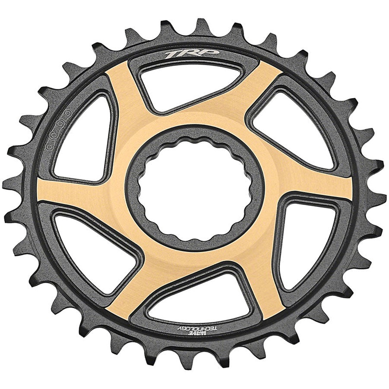 TRP CR-M9050 Boost Direct Mount Chainring – 30t, 12-Speed, CINCH Mount, 3mm Offset, 7075-T6 Aluminum, Sandblasted Black/Gold