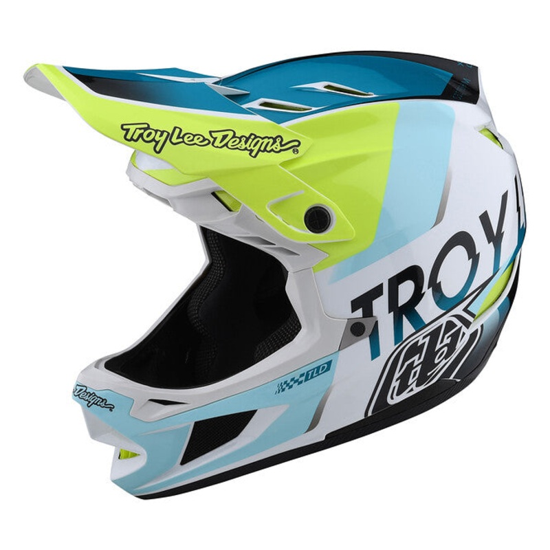 Troy Lee Designs D4 Composite Full Face Helmet – Qualifier – White-Green – 2022