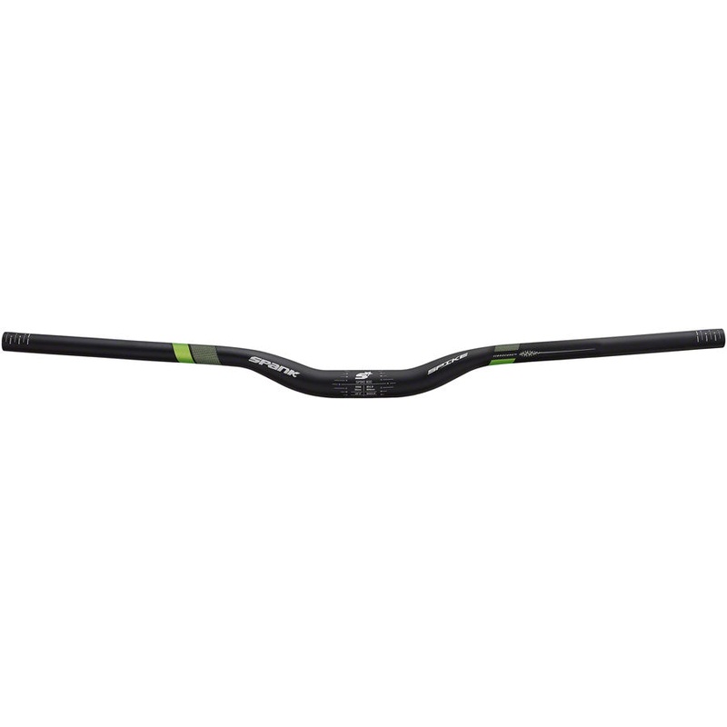Spank Spike 800 Vibrocore Riser Handlebar: 31.8, 800mm, 30mm Rise Black/Green