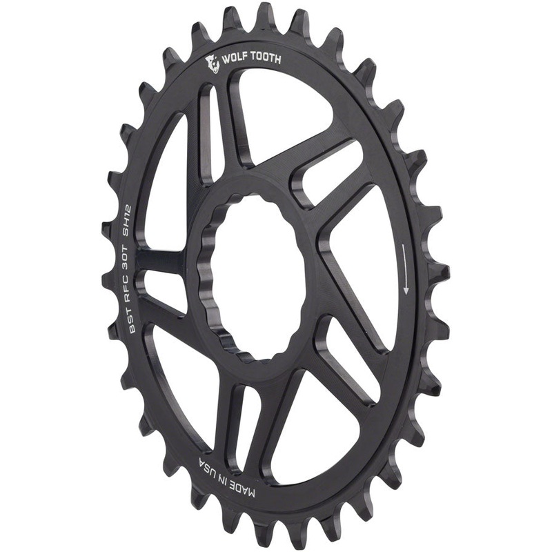 Wolf Tooth Direct Mount Chainring – 30t, RaceFace/Easton CINCH Direct Mount, Boost, 3mm Offset, Requires 12-Speed Hyperglide+ Chain, Black