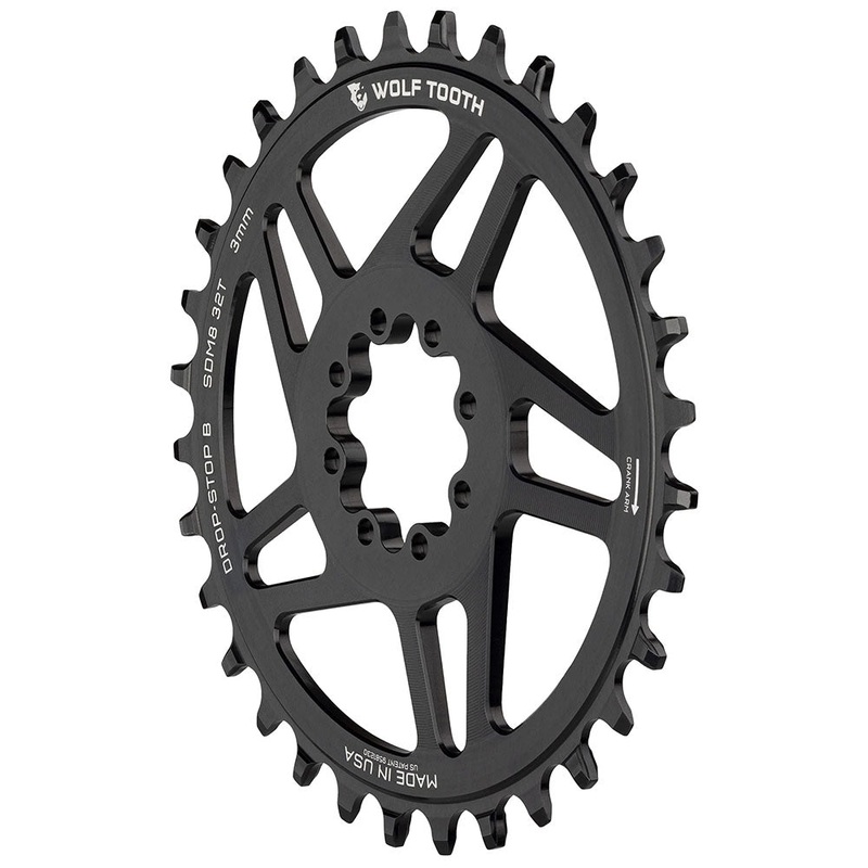 Wolf Tooth Direct Mount Chainring – 34t SRAM Direct Mount Drop-Stop B For SRAM 8-Bolt Cranksets 3mm Offset BLK