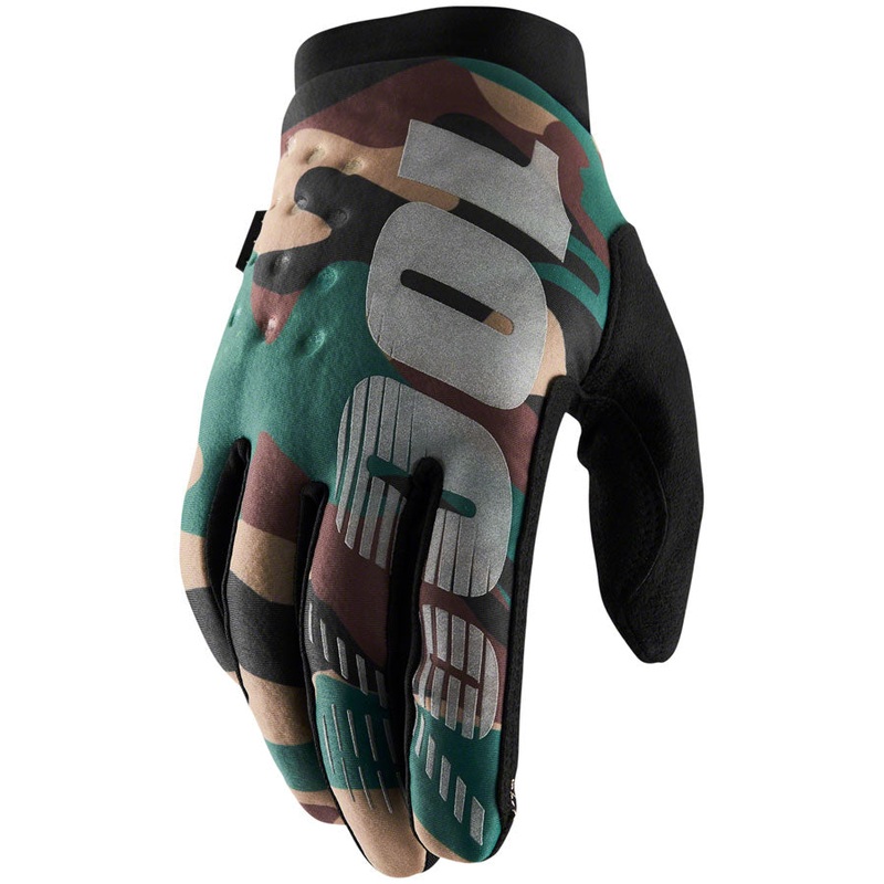 100% Brisker Gloves – Camo/Black Full Finger Mens Large