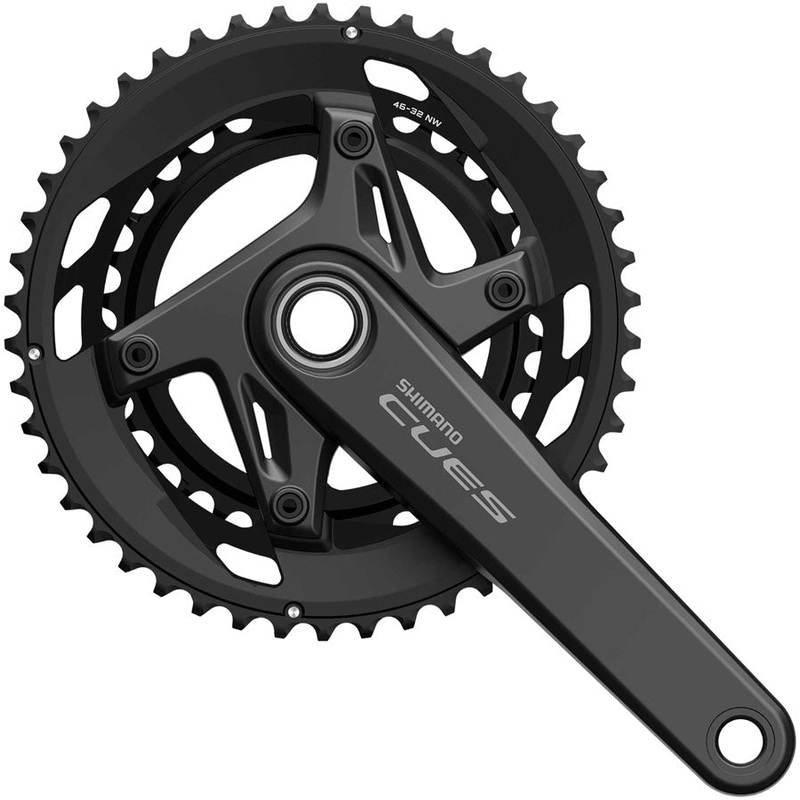 Shimano CUES FC-U6040-2 Crankset – 175mm 9/10-Speed 50/34t Asymmetric 110 BCD Hollowtech 2 Crankarms BLK