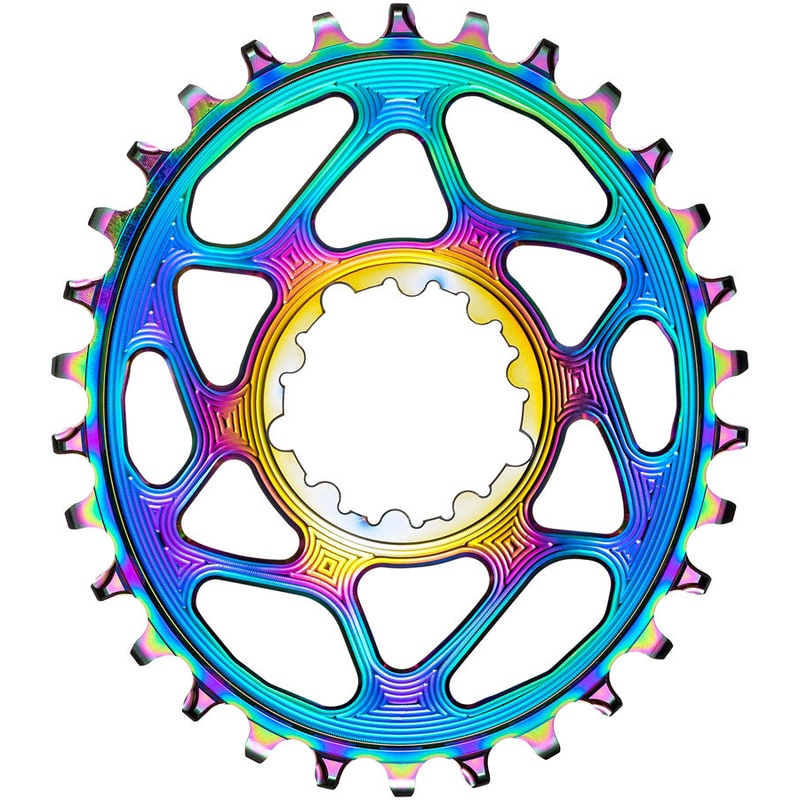 absoluteBLACK Oval Narrow-Wide Direct Mount Chainring – 30t SRAM 3-Bolt Direct Mount 3mm Offset PVD Rainbow