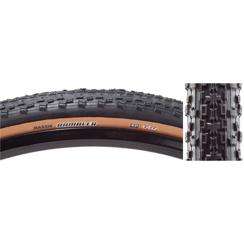 Maxxis Rambler Tire – 700 x 40 Tubeless Folding Black/Dark Tan Dual EXO