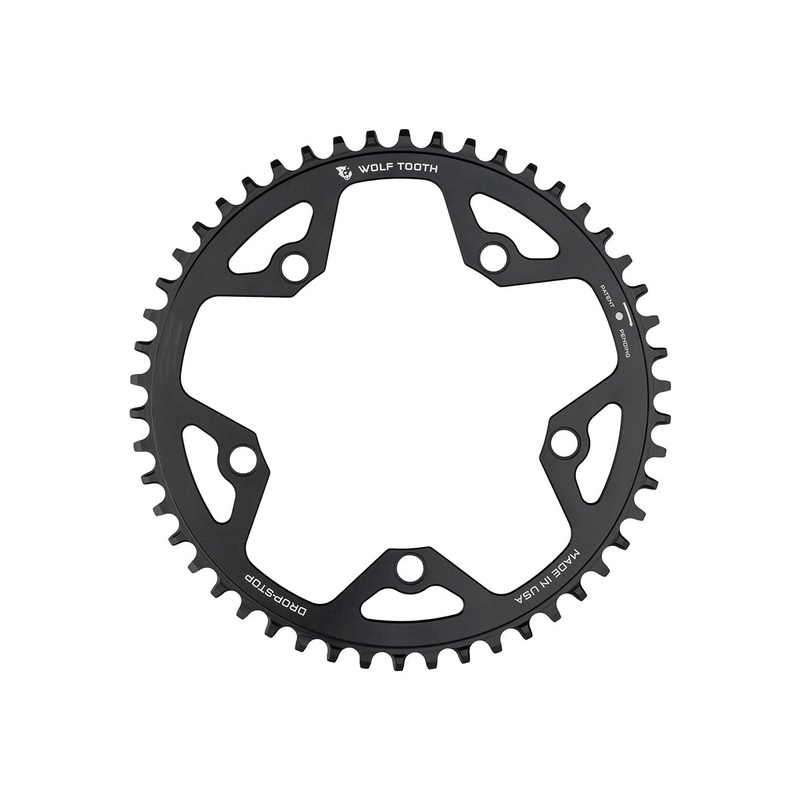 Wolf Tooth Components Drop-Stop 130 BCD Flat Top Cyclocross/Road Chainring – Black