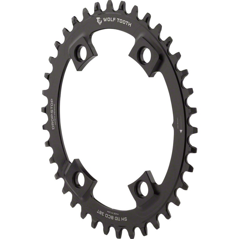 Wolf Tooth Elliptical Shimano 110 Asymmetric BCD Chainring – 44t 110 Asymmetric BCD 4-Bolt Drop-Stop For Shimano Cranks BLK