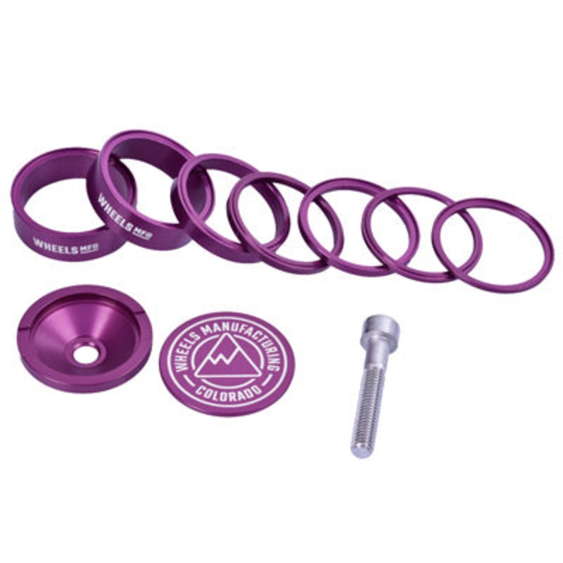Wmfg H/Set Spcrs,Stckrght Pro Purple,7 Spcrs,Flt Top Cap Aluminum Headset Spacer Kit  Headsets