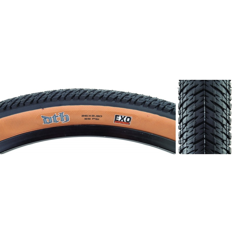26×2.30 Maxxis DTH Folding Tire – Black w/ Dark Tan Skinwall