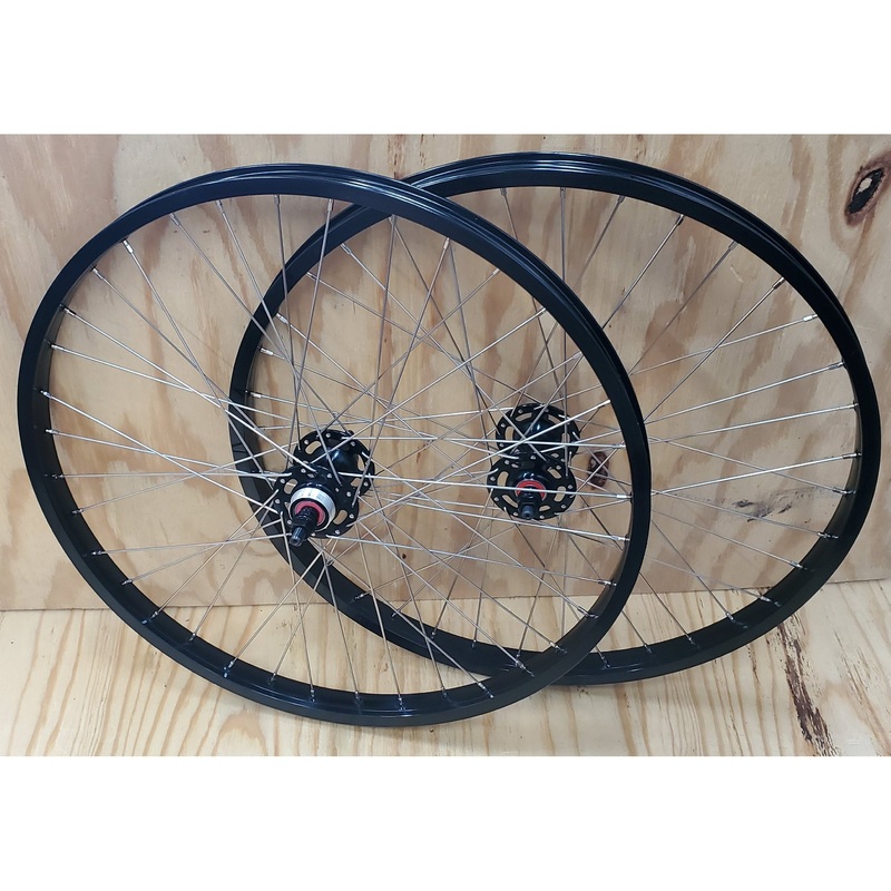 24″ 7X style Sealed Road Flange BMX Wheelset – Pair – Black