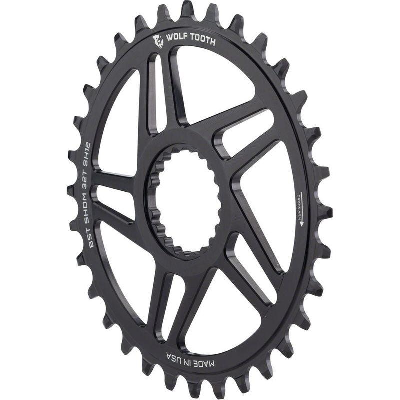 Wolf Tooth Direct Mount Chainring – 34t Shimano DM For Boost Cranks 3mm Offset Requires 12-Speed Hyperglide Chain Black