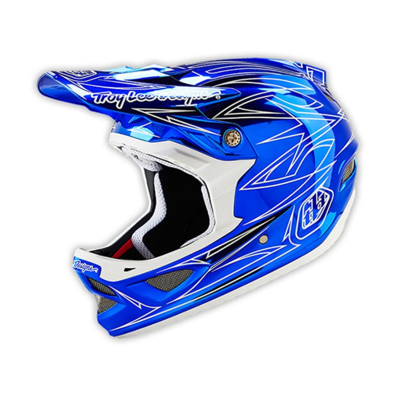 Troy Lee D3 Composite Helmet-Pinstripe 2 Blue Chrome