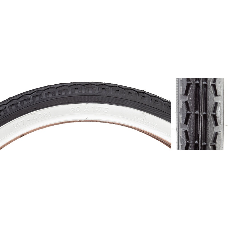 20×1.75 Kenda K123 Street Tire – Black w/ Whitewall