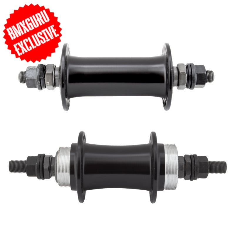 Aluminum Small Flange BMX Flip/Flop Freewheel Hubset Black – 28h – 3/8″ axles