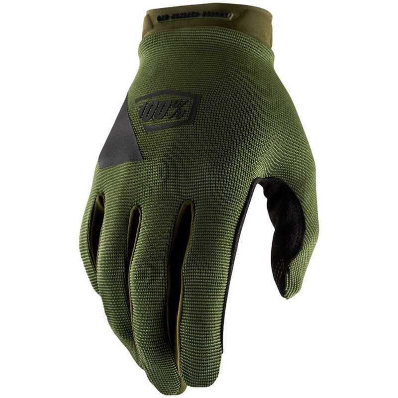 100% Ridecamp Gloves – Army Green/Black, Full Finger, Large