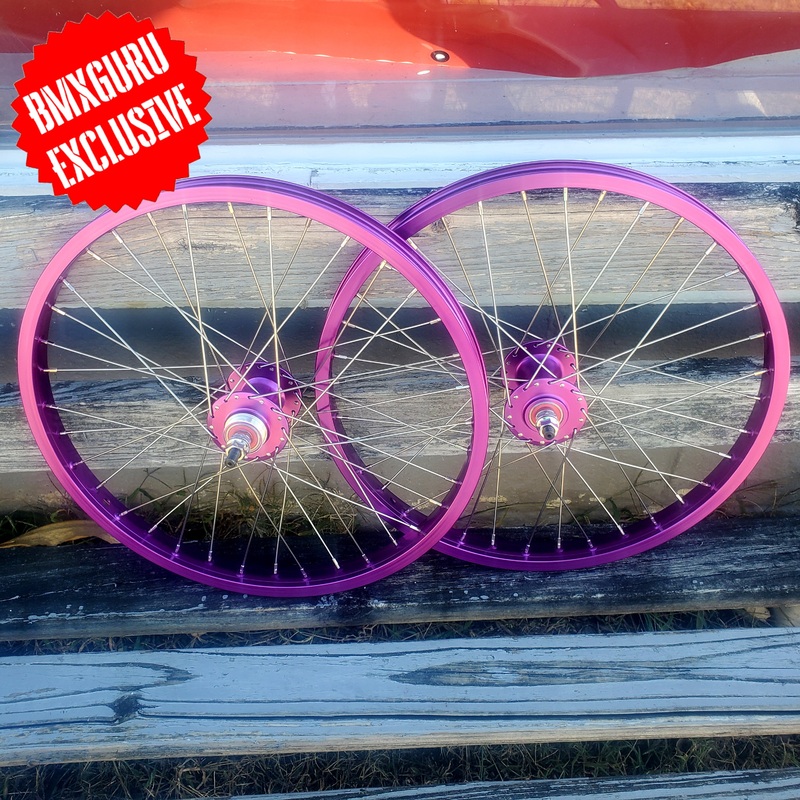 20″ 7X style Sealed High Flange Flip-Flop BMX Wheelset – Pair – Purple