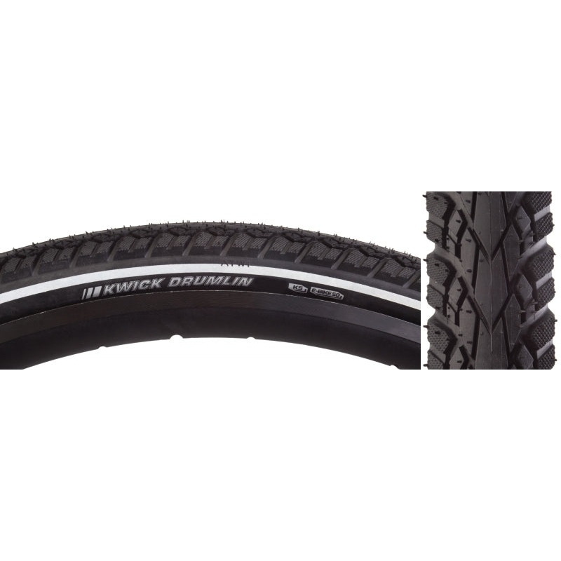 Kenda Kwick Drumlin Tire – 26 x 1.75 Clincher Wire Black/Reflective 60tpi