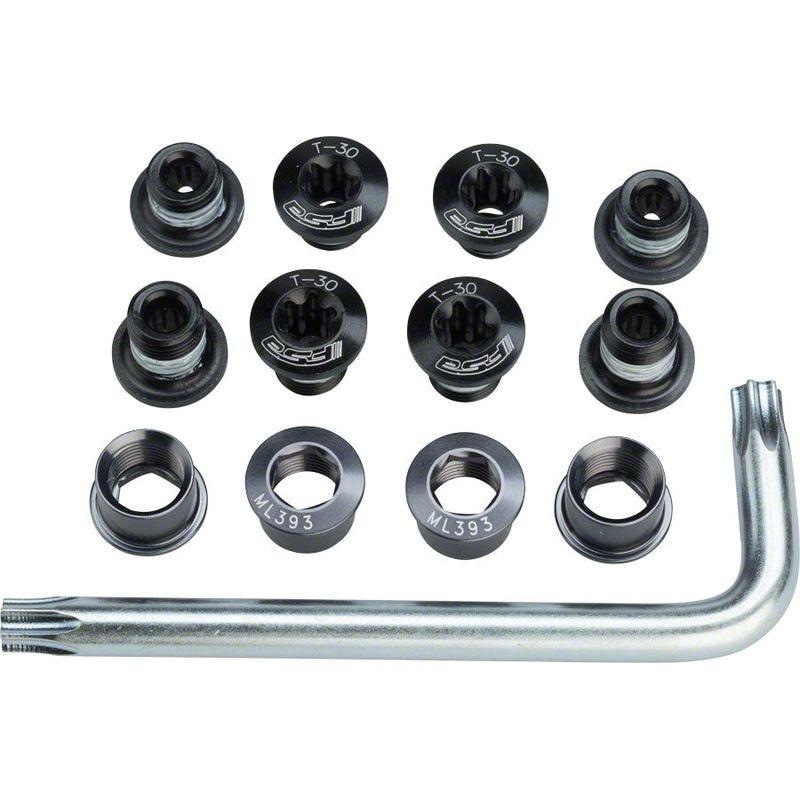 Full Speed Ahead Torx T-30 Alloy Road Triple Chainring Nut/Bolt Set wiith tool Black