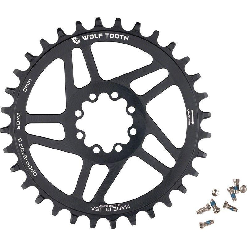 Wolf Tooth Direct Mount Chainring – 36t SRAM Direct Mount Drop-Stop B For SRAM 8-Bolt Cranksets 0mm Offset Black