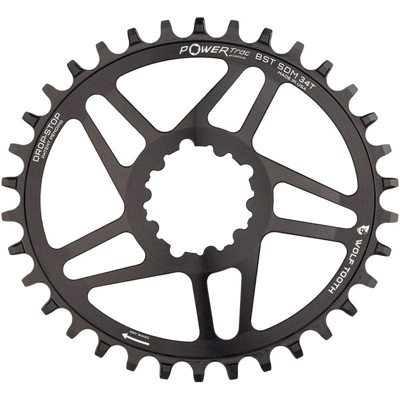 Wolf Tooth Elliptical Direct Mount Chainring – 34t, SRAM Direct Mount, Drop-Stop A, For SRAM 3-Bolt Boost Cranksets, 3mm