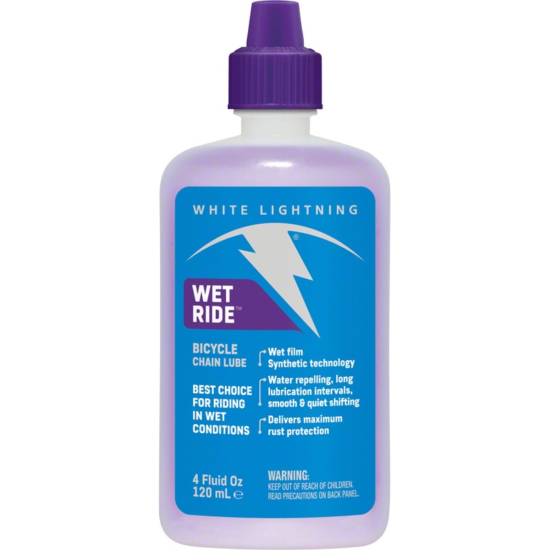 White Lightning Wet Ride Bike Chain Lube  Waterproof Synthetic Lubricant for Wet, Muddy, and Coastal Conditions, Long-Lasting, Anti-Corrosive, Drip Application