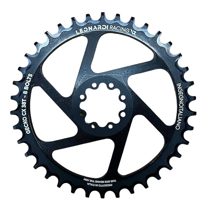 Leonardi Gecko CX & Gravel 8-Bolt SRAM Chainrings  CNC Machined 7076 T6 Aluminum, Round, Anti-Chain Drop, Multiple Sizes, Made in Italy