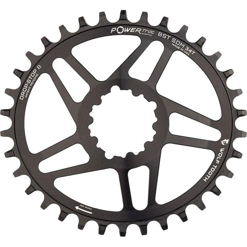 Wolf Tooth Elliptical Direct Mount Chainring – 34t SRAM Direct Mount Drop-Stop B For SRAM 3-Bolt Boost Cranksets 3mm Offset Black