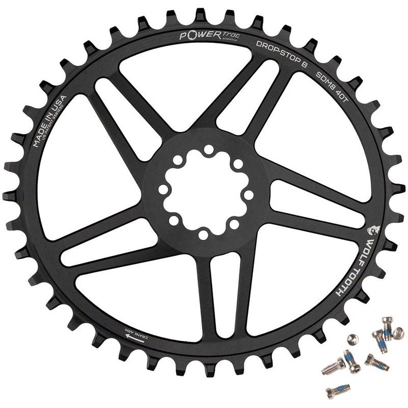 Wolf Tooth Elliptical Direct Mount Chainring – 42t, SRAM Direct Mount, Drop-Stop B, For SRAM 8-Bolt Cranksets, 6mm Offset, Black