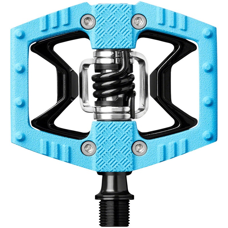 Crankbrothers Double Shot 2 Pedals – Single Side Clipless with Platform, Aluminum, 9/16″, Blue/Black