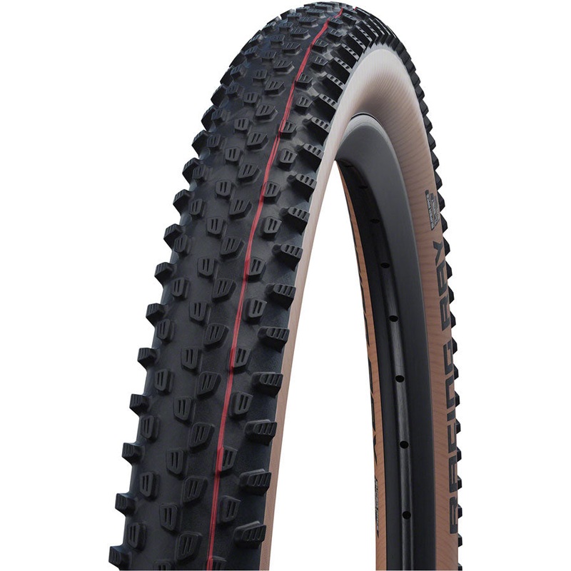 Schwalbe Racing Ray 29″ Mountain Bike Tires  Tubeless Ready, Evolution Super Race Addix, Tan Sidewall, Cross-Country XC Performance