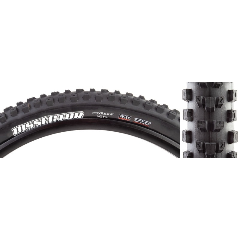 Maxxis Dissector Tire – 29 x 2.6 Tubeless Folding Black Dual EXO Wide Trail
