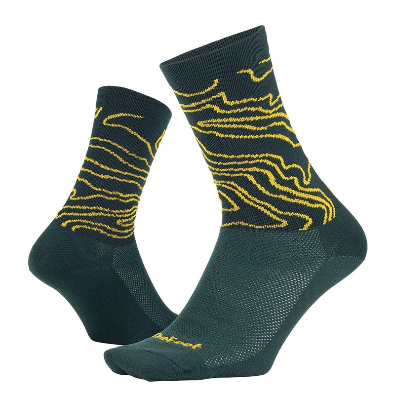 DeFeet Aireator 6″ Topo Socks 12+ Green/Gold