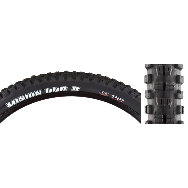 Maxxis Minion DHR II Tire – 27.5 x 2.4 Tubeless Folding BLK Dual EXO Wide Trail