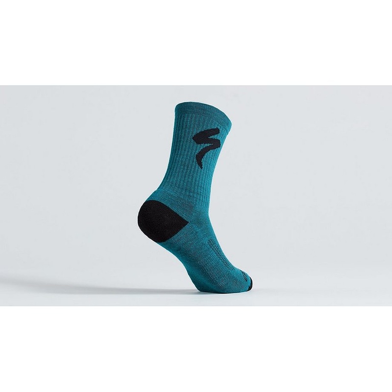 Specialized merino midweight tall logo sock tropical teal l