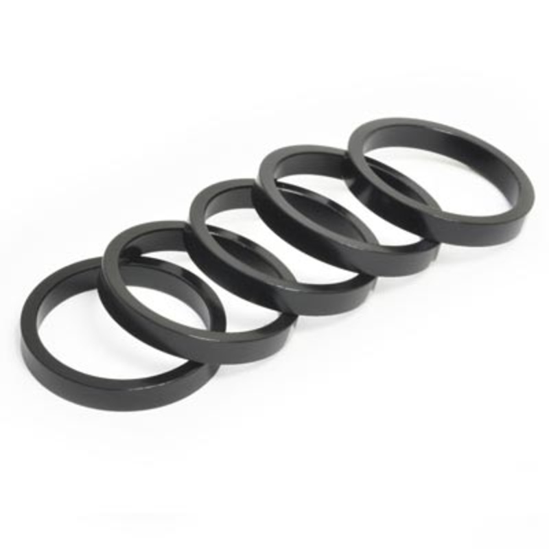 Wmfg H/Set Spcr,1 1/8,5Mm,Blk 5 Per Bag Aluminum Headset Spacers Wheels Mfg. Headsets