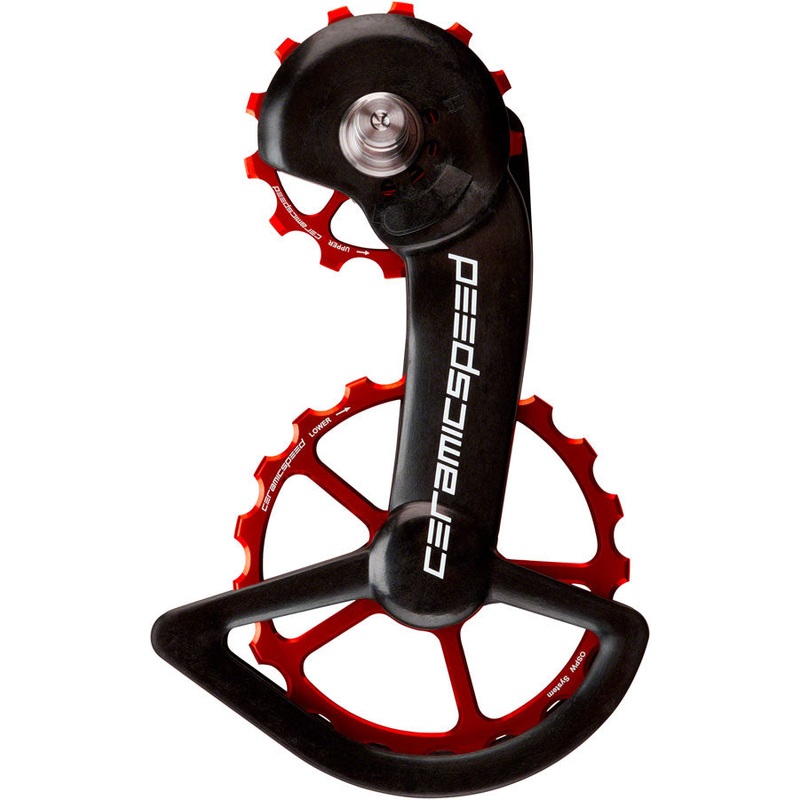 CeramicSpeed OSPW Pulley Wheel System for Shimano 9100/9150 and 8000 SS/8050 SS – Alloy Pulley, Carbon Cage, Red