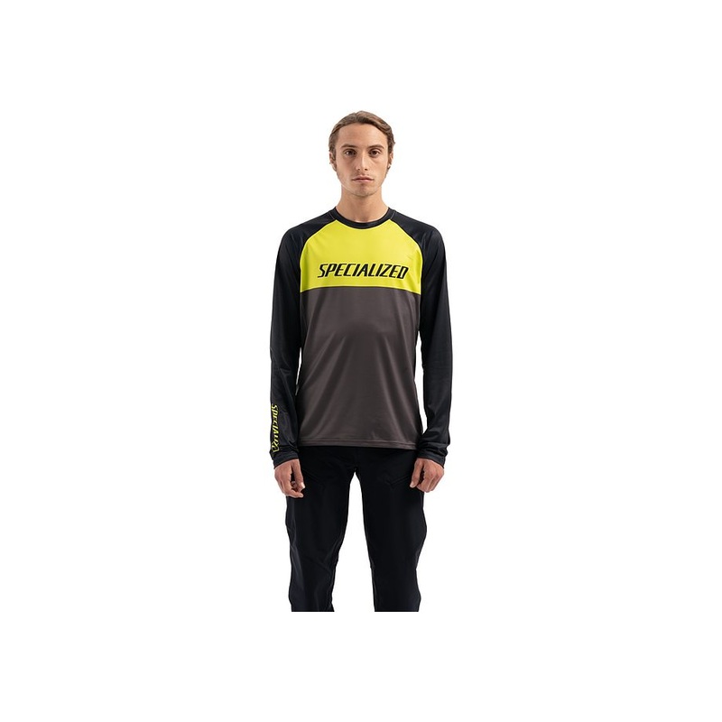 Specialized demo pro jersey ls hyper green / charcoal block l
