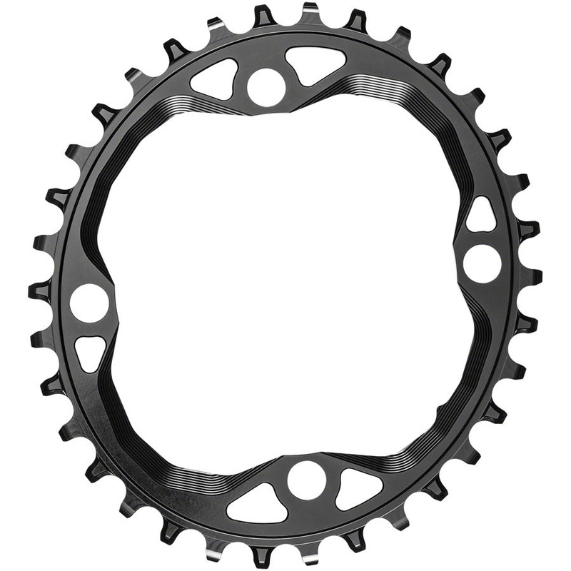 absoluteBLACK Oval 104 BCD Chainring – 34t, 104 BCD, 4-Bolt, Requires Hyperglide+ Chain, Black
