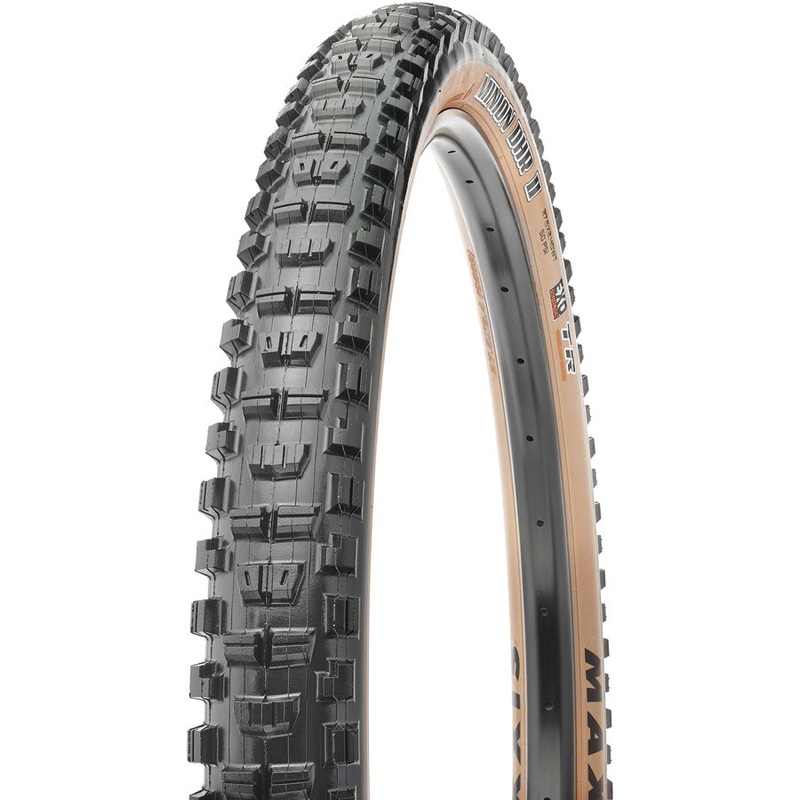 Maxxis Minion DHR II Tire – 29 x 2.4 Tubeless Folding BLK/Dark Tan Dual EXO Wide Trail