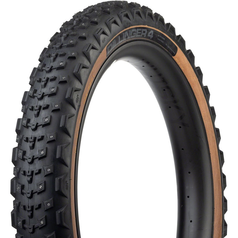 Dillinger 4 Tire – 26 x 4.2 Tubeless Folding Tan 60 TPI 168 Large Concave Carbide Aluminum Studs