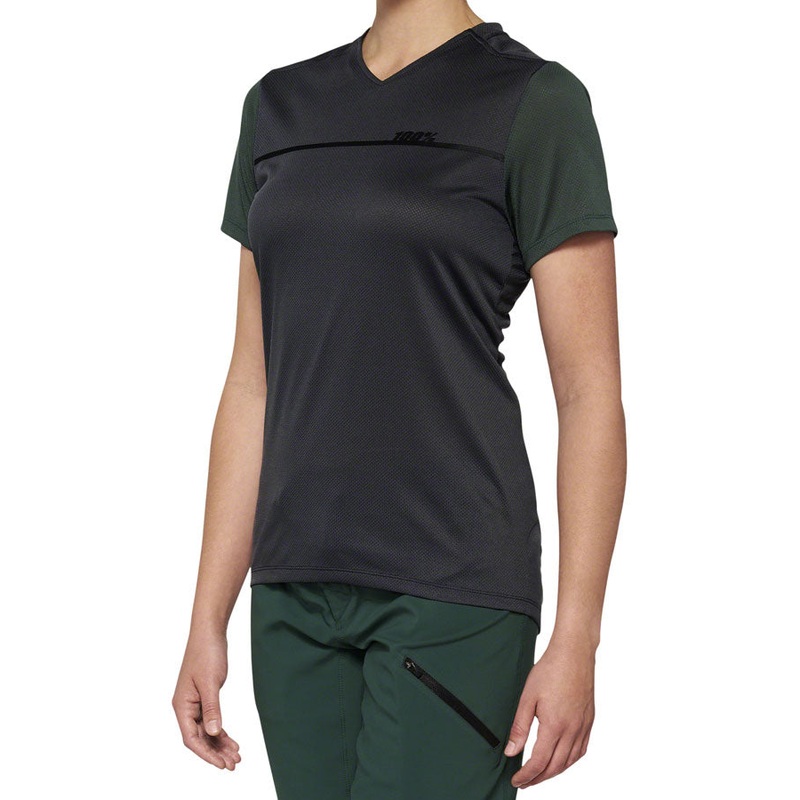 100% Ridecamp Jersey – Charcoal/Green, Short Sleeve, Women’s, Large