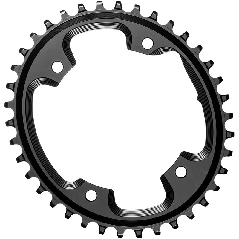 absoluteBLACK Oval 110 BCD CX Chainring – 38t 110 Shimano Asymmetric BCD 4-Bolt Narrow-Wide BLK