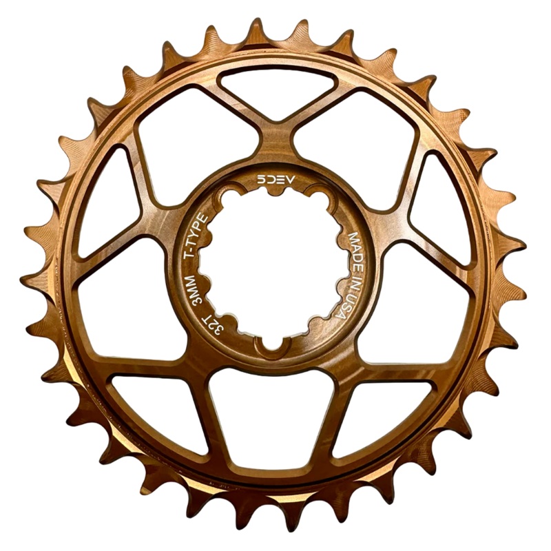 5Dev T-Type Aluminum Chainring, Kash, Sram 8 Bolt, 32 Tooth, 3mm Offset