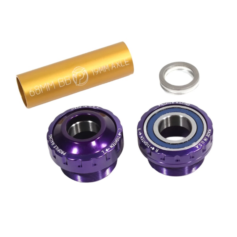 19mm Profile Euro External (Outboard) BMX Bottom Bracket Set – Purple – Made in the USA