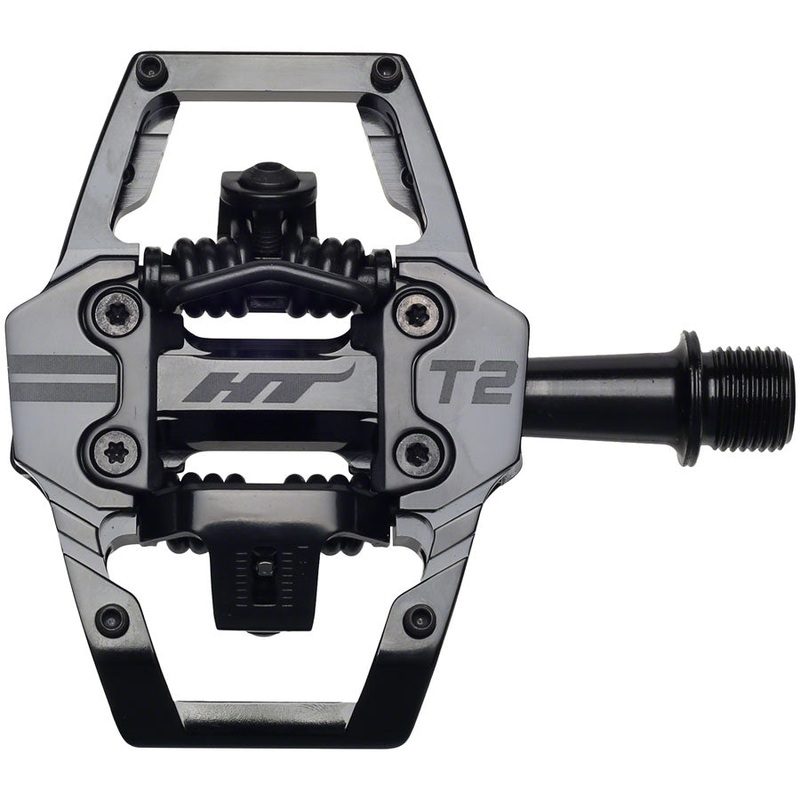 HT Components T2 Pedals – Dual Sided Clipless with Platform, Aluminum, 9/16″, Stealth Black