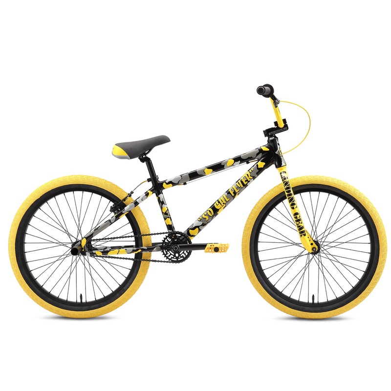 SE Bikes So Cal Flyer 24″ BMX Freestyle Bike-Yellow Camo