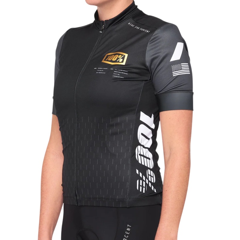 100% Exceeda Short Sleeve MTB Jersey – Womens – Black-Charcoal