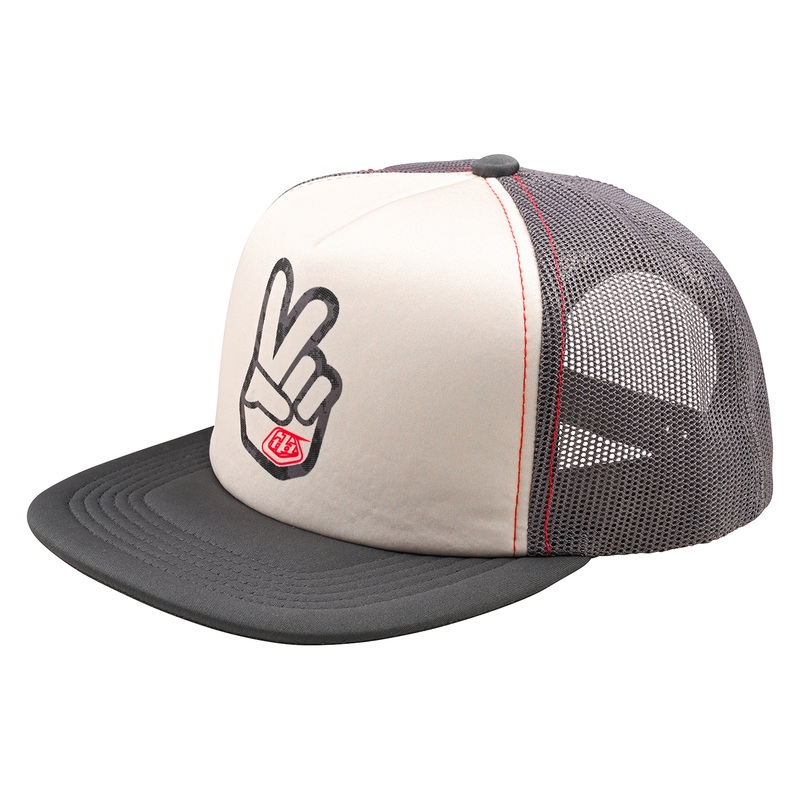 Troy Lee Designs Peace Out Trucker Snapback Hat – Vintage White-Carbon