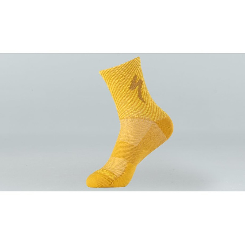 Specialized soft air mid sock brassy yellow/golden yellow stripe l